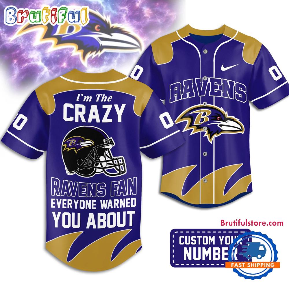 Baltimore Ravens 2026 NFL Crazy Football Fan Personalized HFN Baseball Jersey Shirt