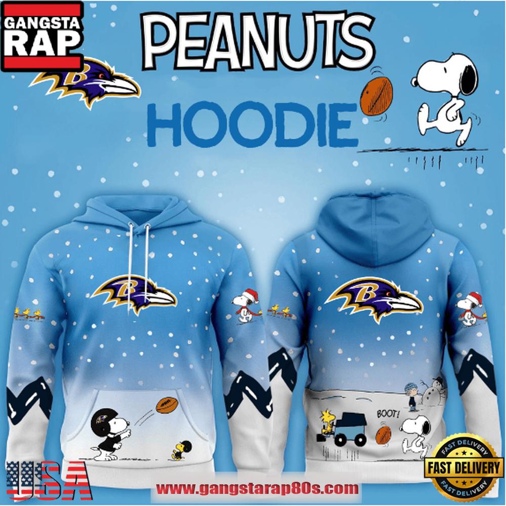 Baltimore Ravens NFL x Peanuts Christmas Unisex T-Shirt Hoodie Or Zip-up Hoodie LN