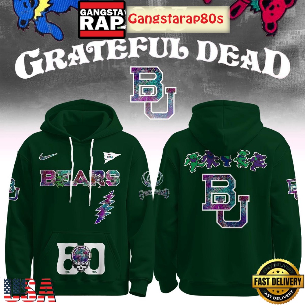 Baylor Bears x Grateful Dead 60 Years Unisex T-Shirt Hoodie Or Zip-up Hoodie LN