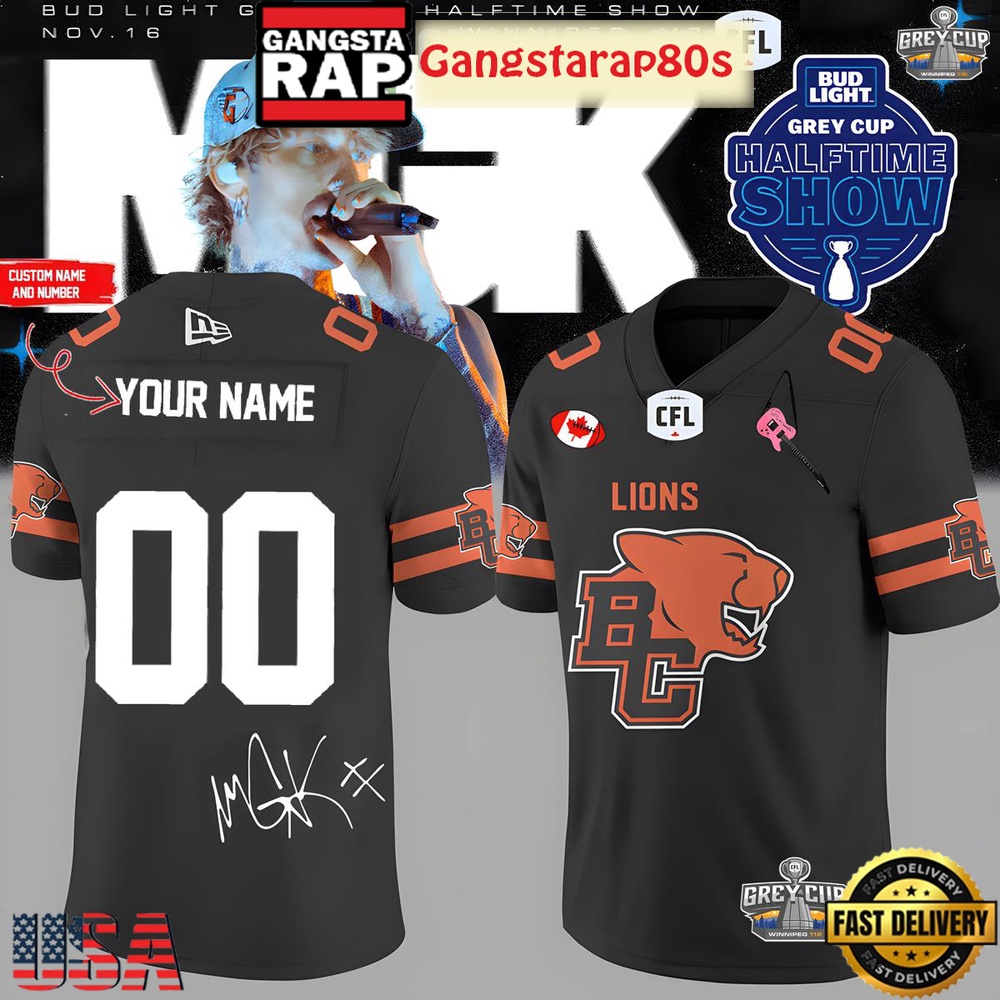 BC Lions x Machine Gun Kelly 2025 Personalized Football Jersey LN
