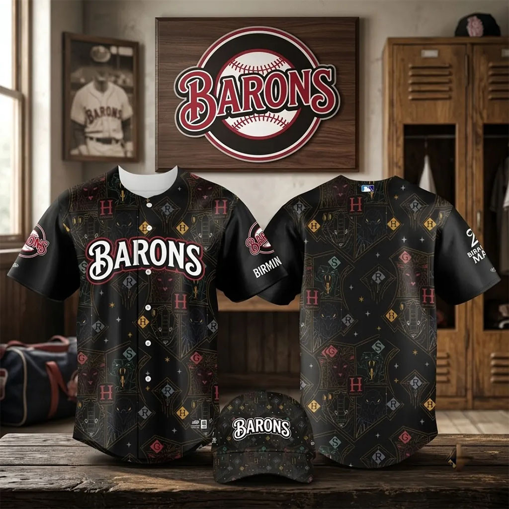Birmingham Barons X Harry Potter Night Black Baseball Jersey HG Birmingham Barons Merch Fan Gifts
