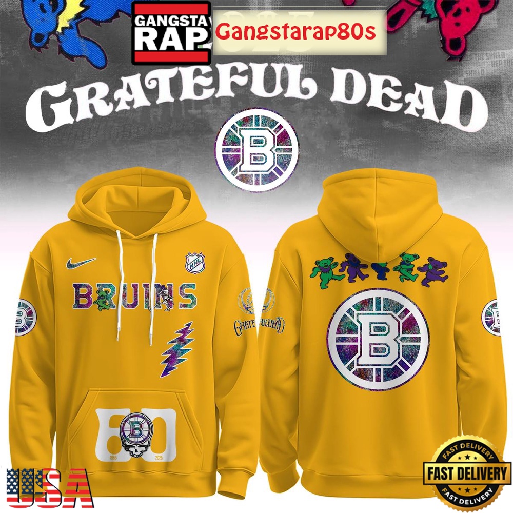 Boston Bruins Grateful Dead 60 Years Special Edition All Over Print T-Shirt Hoodie Or Zip-up Hoodie LN