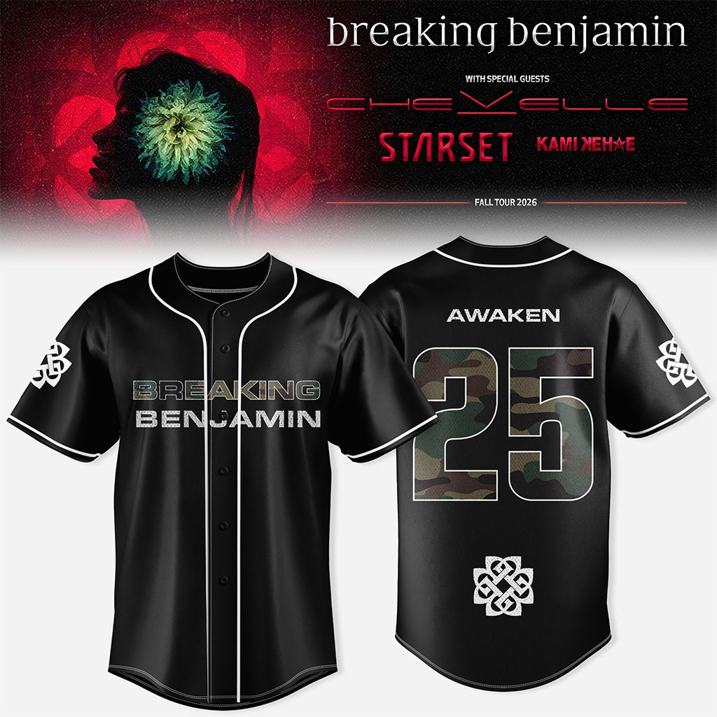 Breaking Benjamin American Tour 2026 Baseball Jersey HG Breaking Benjamin Merch Gifts For Fans