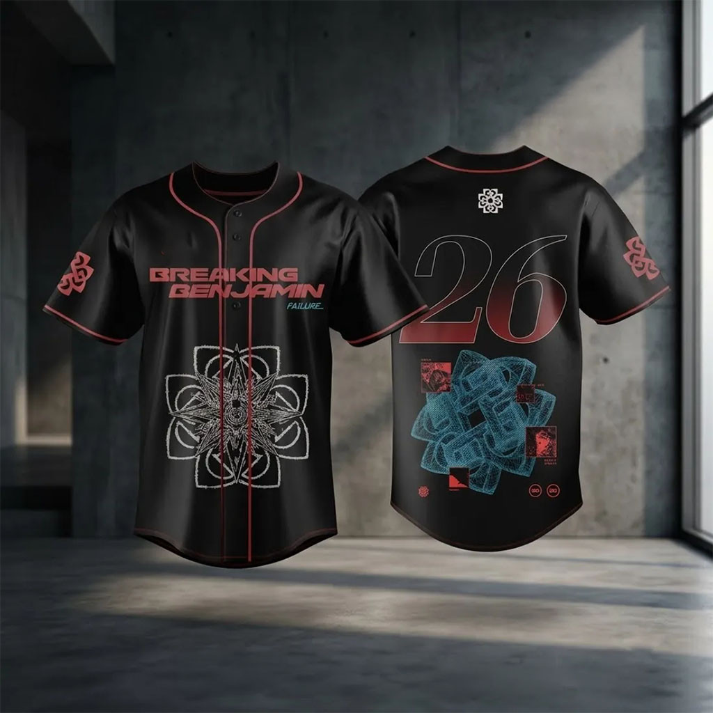 Breaking Benjamin Failure Black Baseball Jersey HG 2026 Breaking Benjamin Merch Rock Fan Gifts