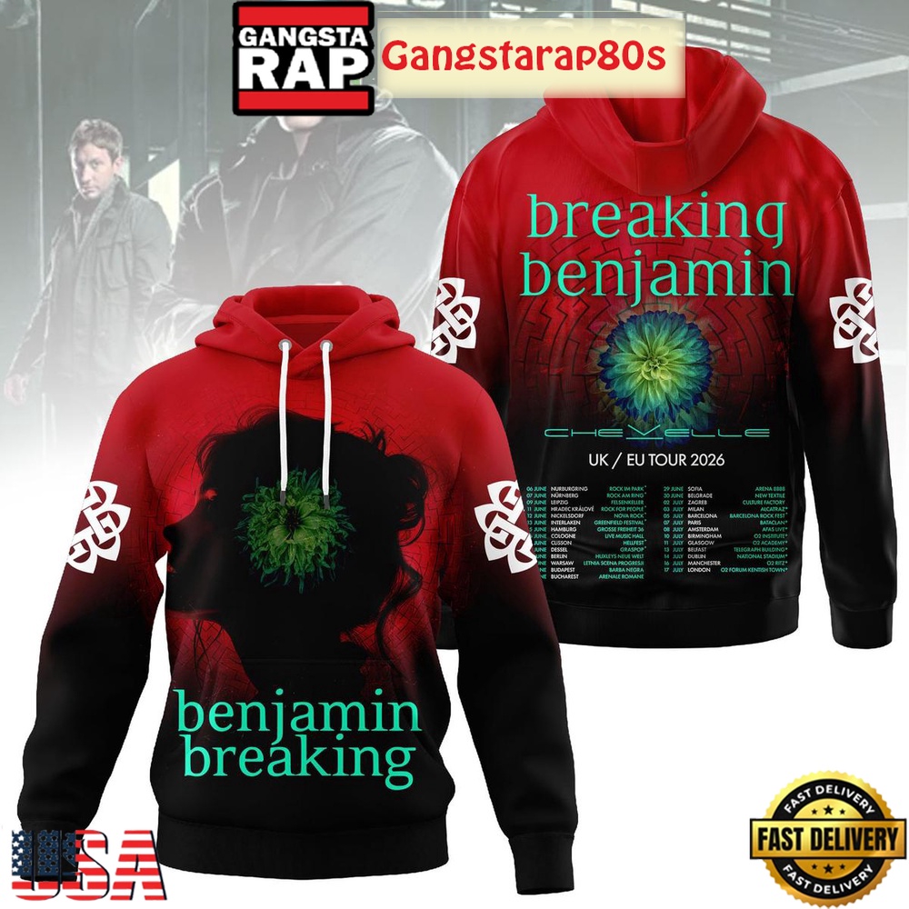 Breaking Benjamin UK EU Tour 2026 Unisex T-Shirt Hoodie Or Zip-up Hoodie LN