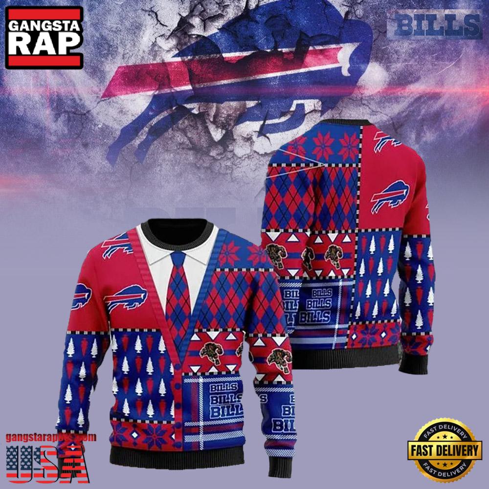 Buffalo Bills American Football Team Cardigan NFL Christmas Ugly Sweater LN