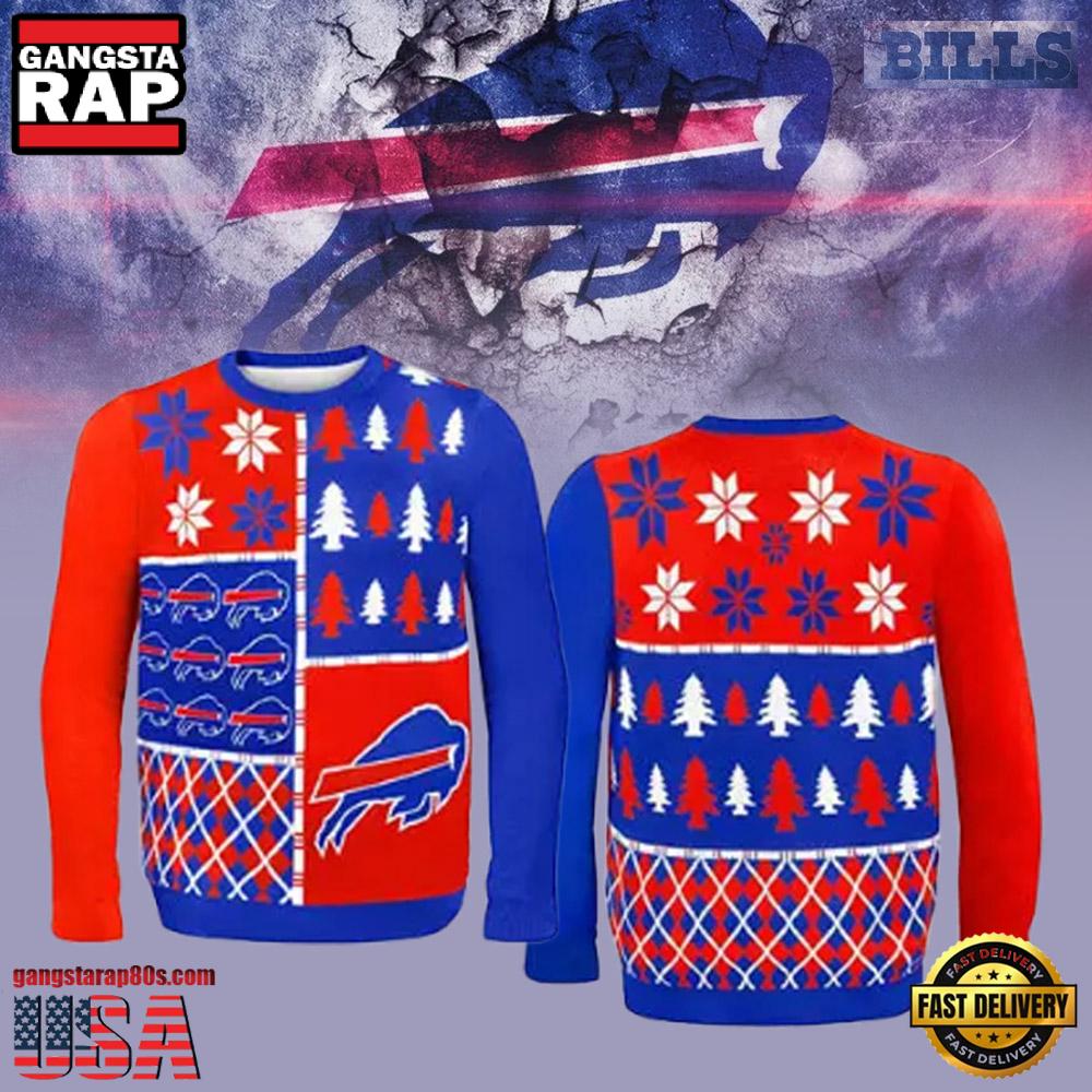 Buffalo Bills Busy Block NFL Christmas Ugly Sweater LN