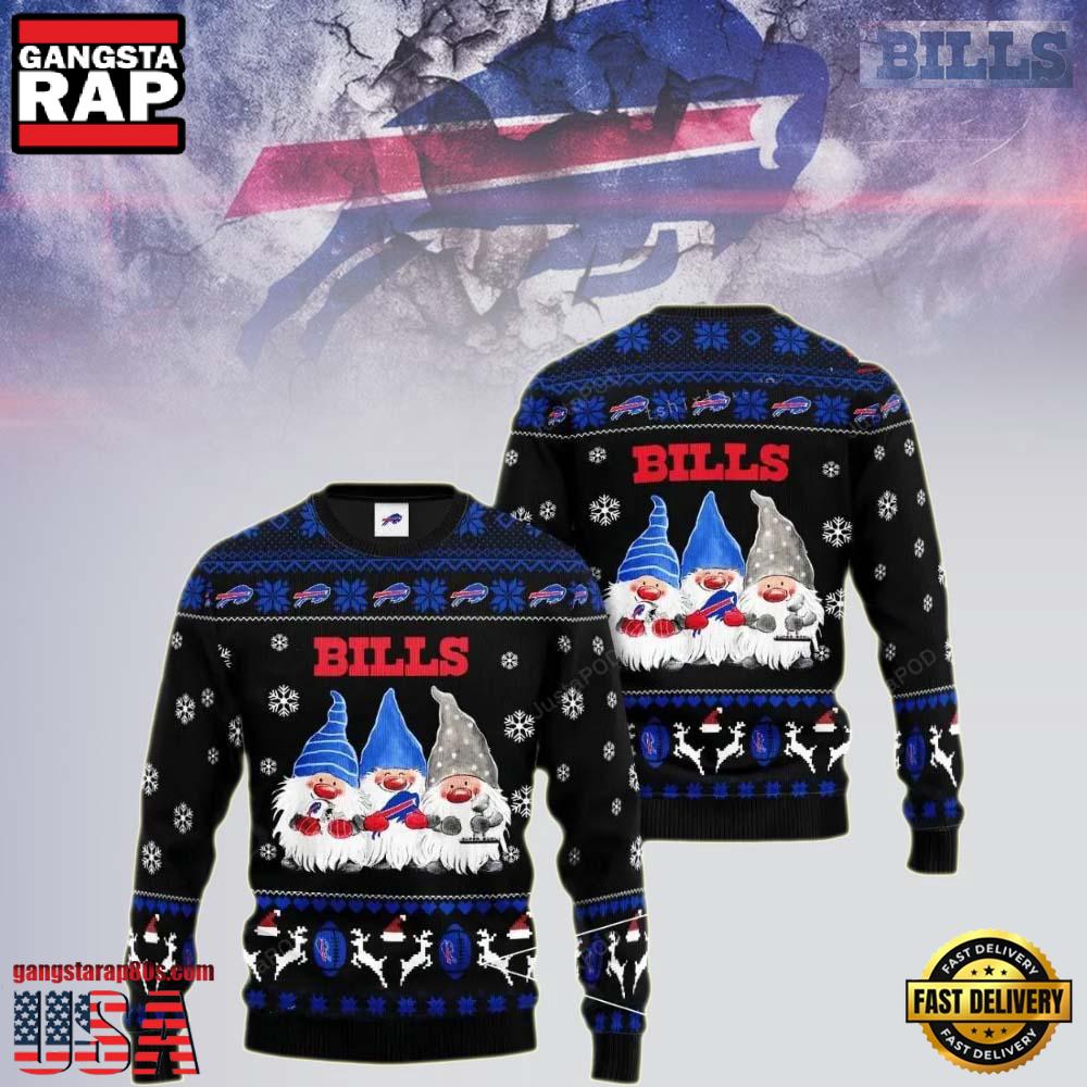 Buffalo Bills Gnome De Noel NFL Ugly Christmas Sweater LN