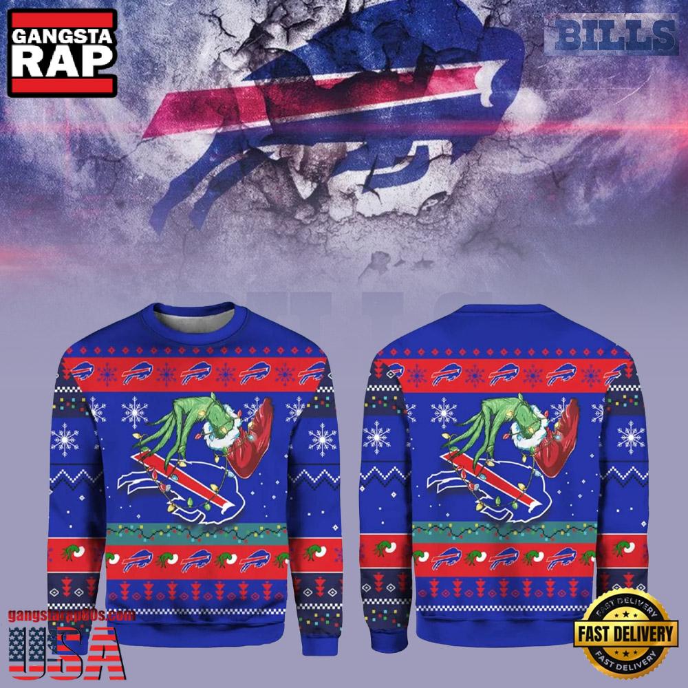 Buffalo Bills Grinch NFL Christmas Ugly Sweater LN