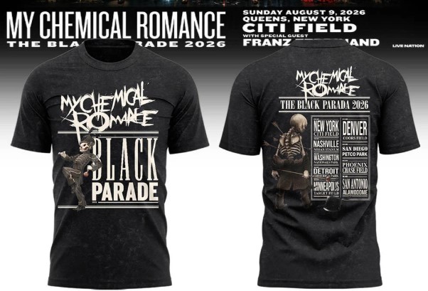 My Chemical Romance Merch The Black Parade 2026 Tour New York T-Shirt MCR Fan Apparel - HNW - T-Shir HG