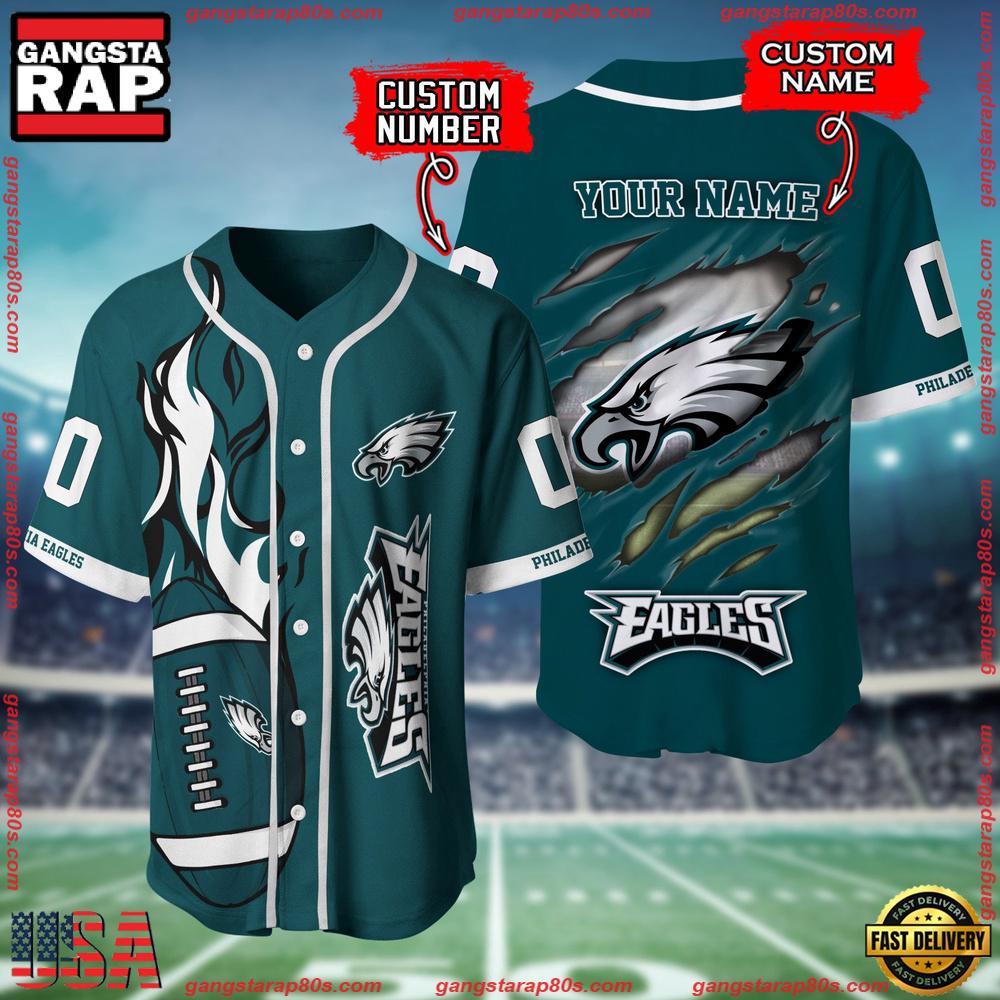 NFL Personalized Name Number Philadelphia Eagles Football Team Baseball Jersey Shirt
