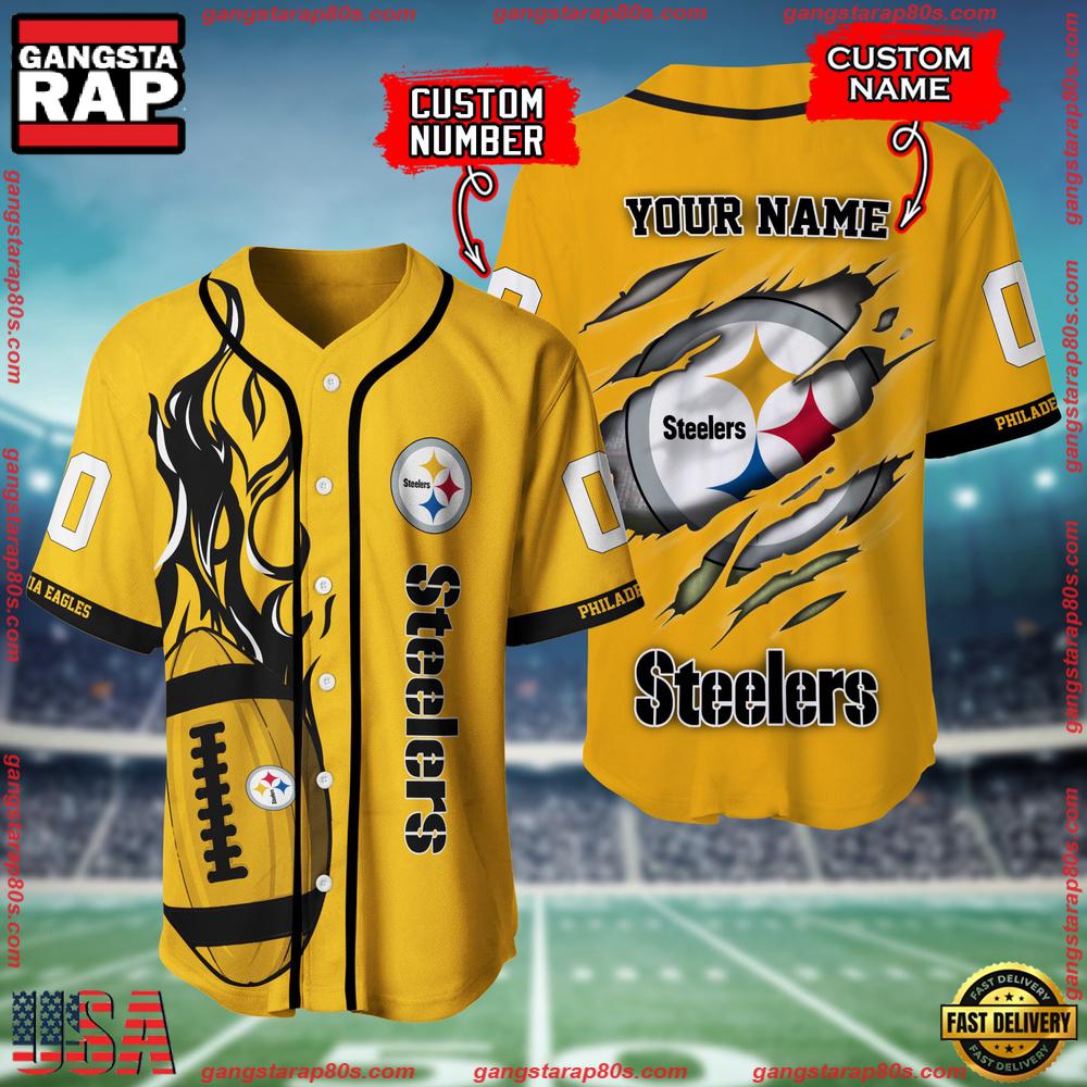 NFL Personalized Name Number Pittsburgh Steelers Football Team Baseball Jersey Shirt
