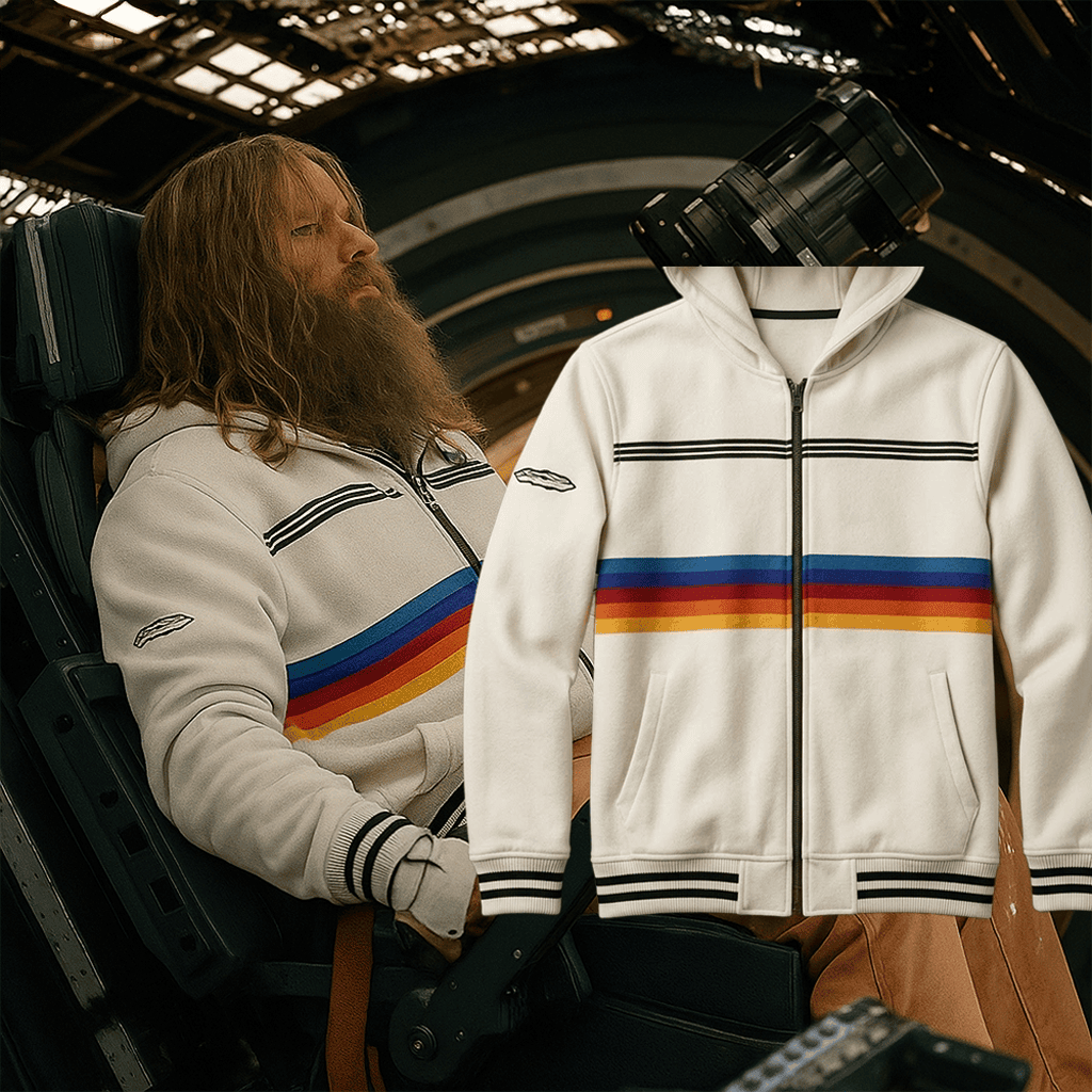 Project Hail Mary Ryan Gosling White Rainbow Stripe Zip Up Hoodie 2026 Project Hail Mary Merch HG