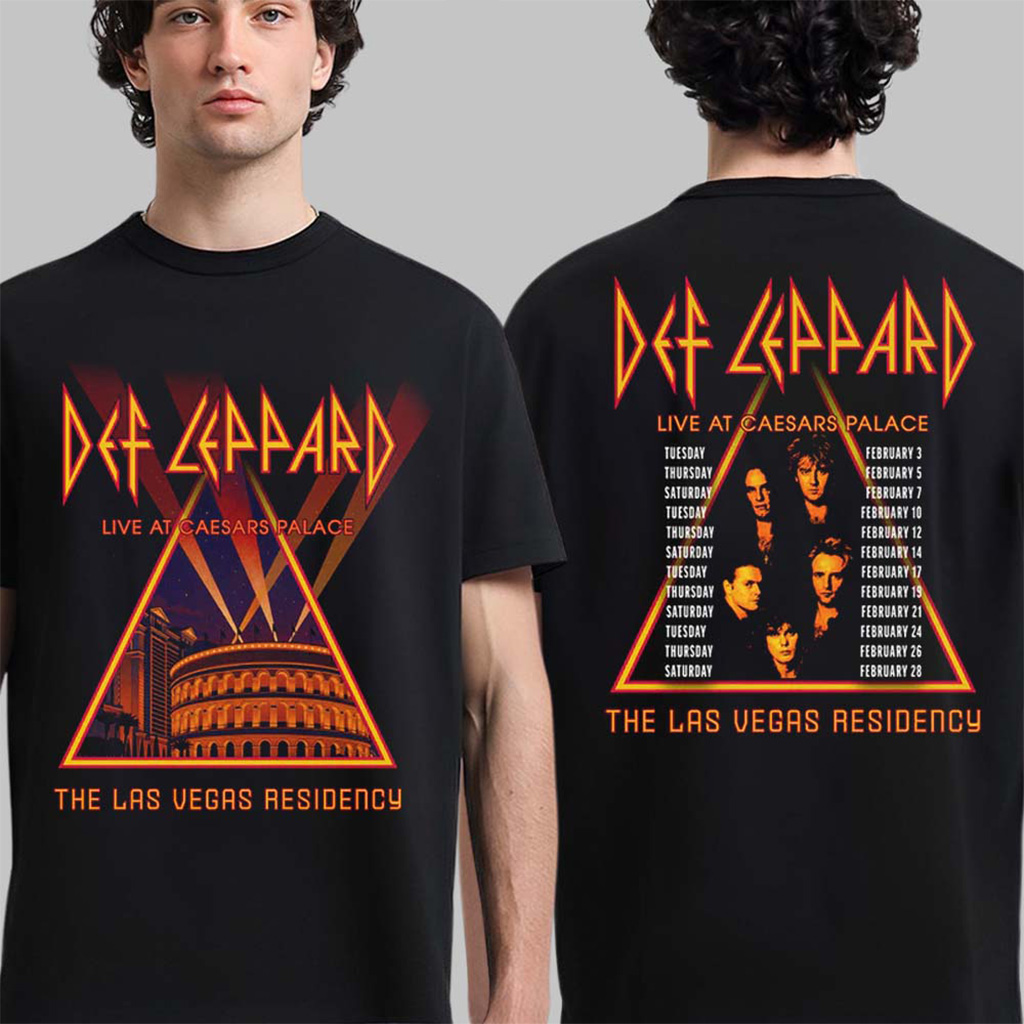 2-sided Def Leppard Live At Caesars Palace The Las Vegas Residency 2026 T-Shirt Def Leppard Merch HFN