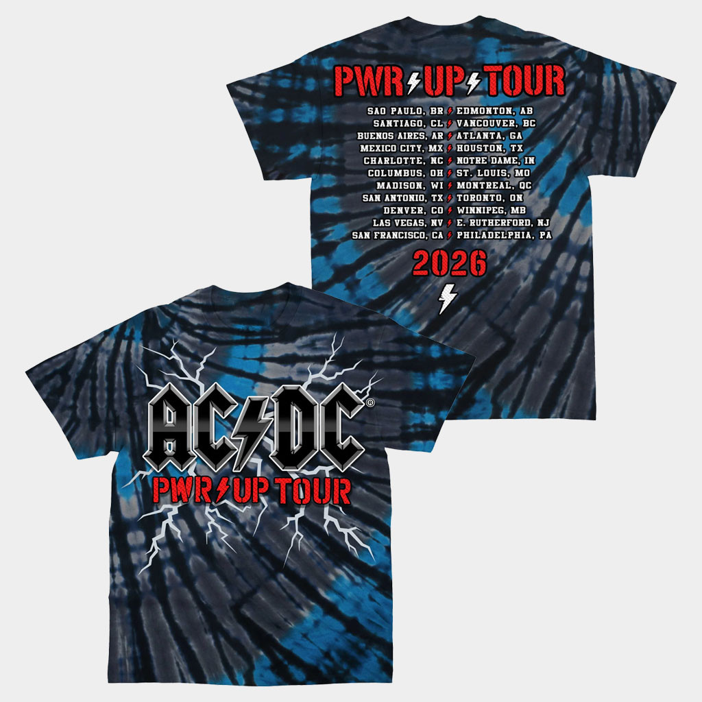 ACDC Merch 2026 Lightning Tie Dye PWR UP Tour T-Shirt ACDC Power Up Tour Merch Fan Gifts - T-Shirt HG