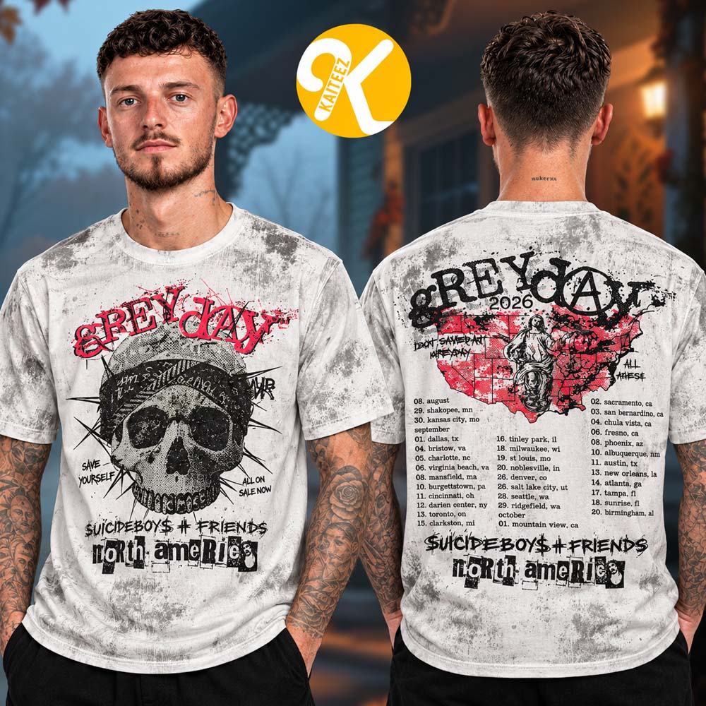 $uicideboy$ Merch Greyday 2026 North America Tour Dates Crocodile Skull Unisex Longsleeve HG