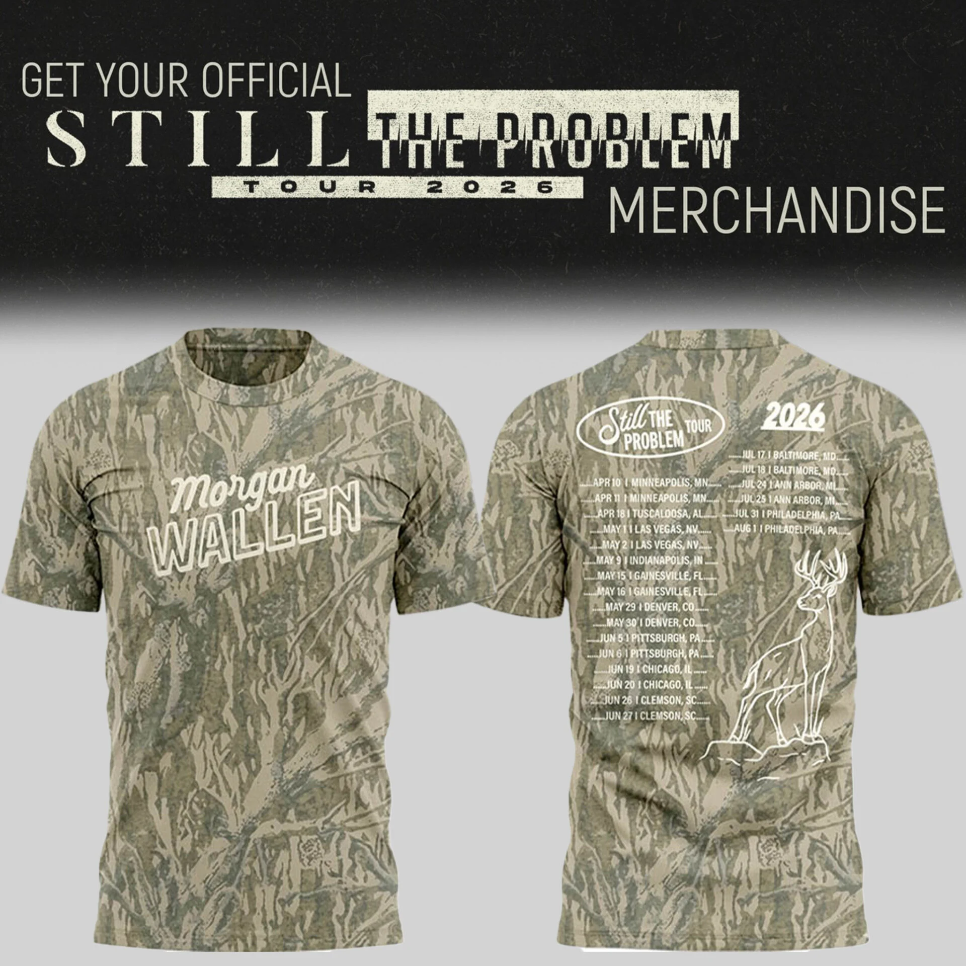 Morgan Wallen Still The Problem Tour Merch Camo T-Shirt Morgan Wallen Merch 2026 Fan Gifts - T-Shirt HG