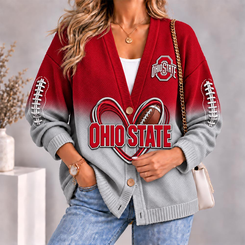 Ohio State Buckeyes Football Merch Cardigan Buckeyes Football Gear Gift For Teammate HG