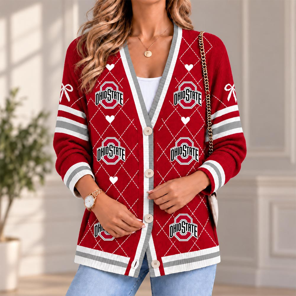 Ohio State Buckeyes Football Merch Cardigan Buckeyes NCAA Gear Gift For Teammate HG
