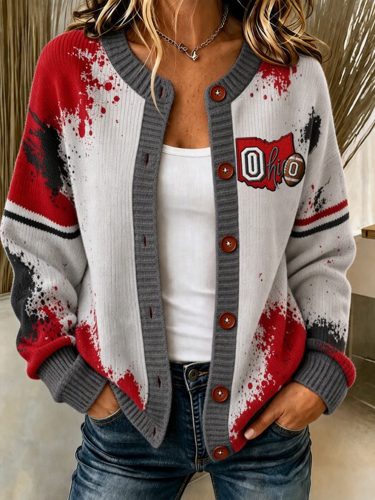Ohio State Buckeyes Football Merch Ohio Cardigan Buckeye Pride Gear Sister Gifts HG