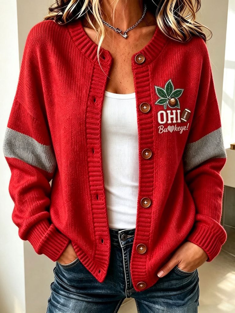 Ohio State Buckeyes Football Merch Buckeyes Cardigan Ohio State Pride Apparel Wife Gift HG