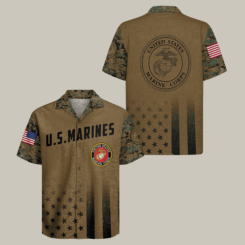 US Marine Corps 250 Years Of Honor Hawaiian Shirt NNA Patriotic Marines Veteran Shirt Gift Idea