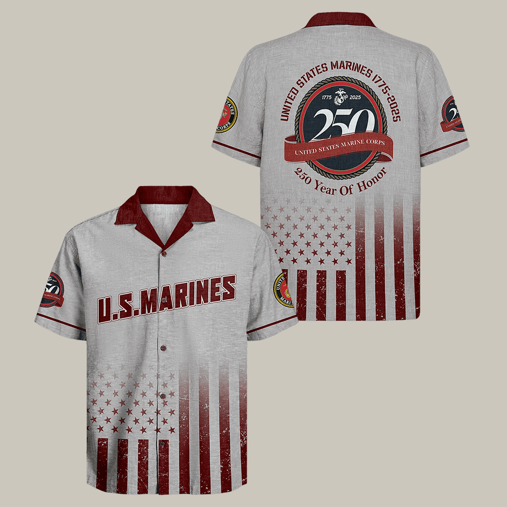 US Marines 250th Years Of Honor Hawaiian Shirt NNA Marine Corps Merch Marines Gift For Men