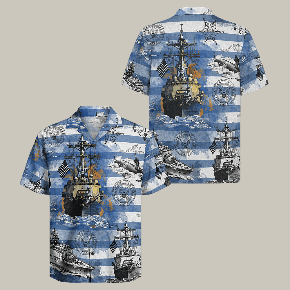 US Navy 250th Years Of Service Hawaiian Shirt NNA Forged By The Sea Shirt Navy Vet Gift
