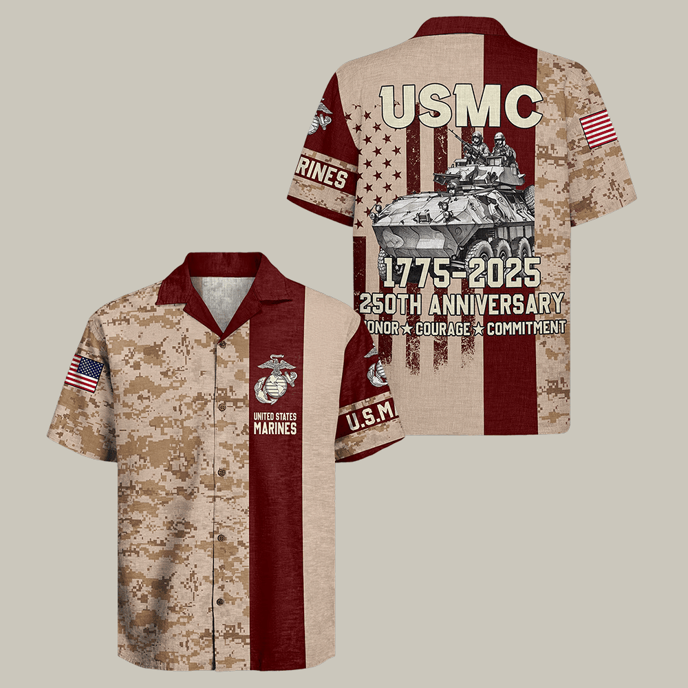 US Marines 250th Years Of Service Hawaiian Shirt NNA USMC 250Th Anniversary Clothes Marines Gift Idea