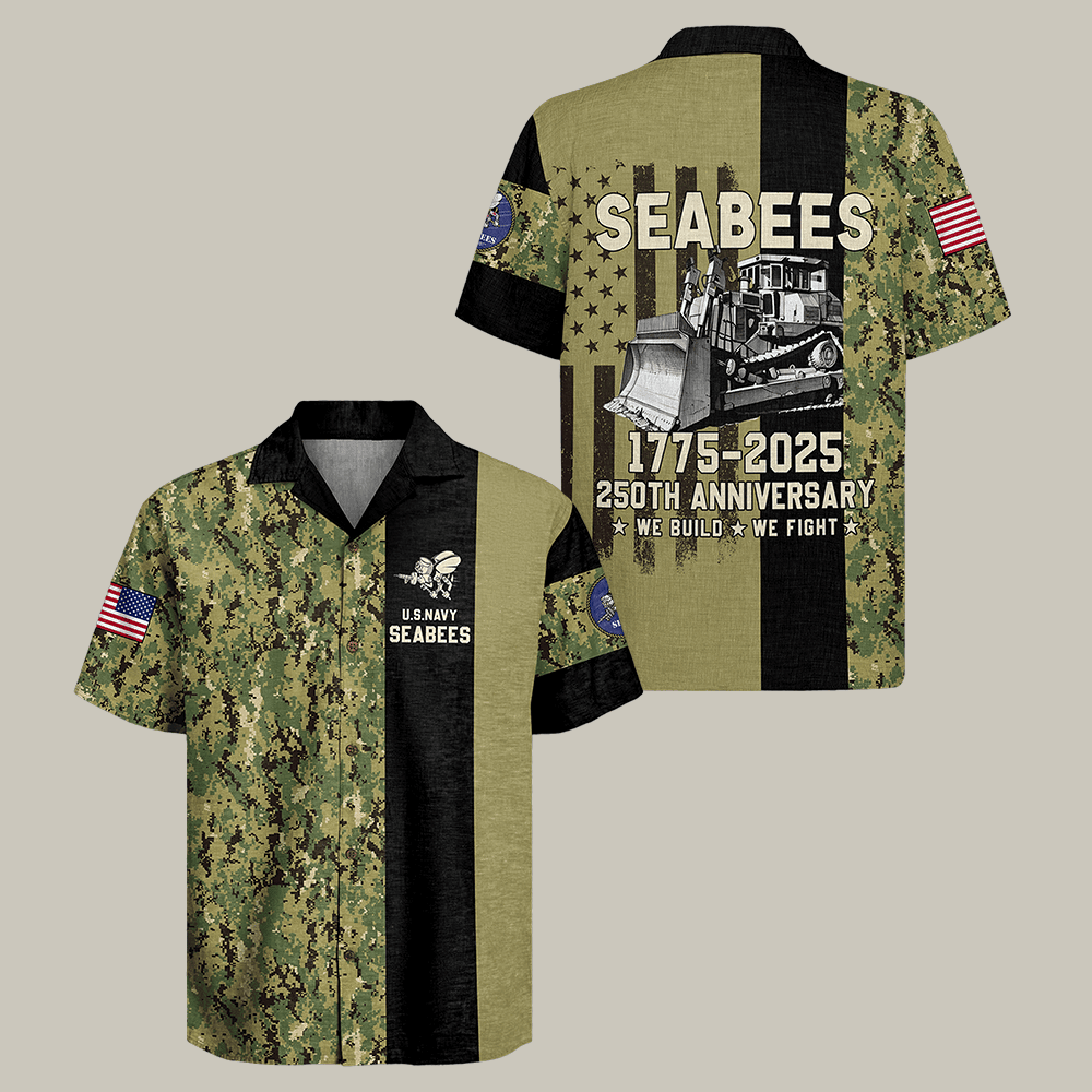US Navy Seabees 250th Years Of Service Hawaiian Shirt NNA 250Th Anniversary Clothes Navy Veteran Gift