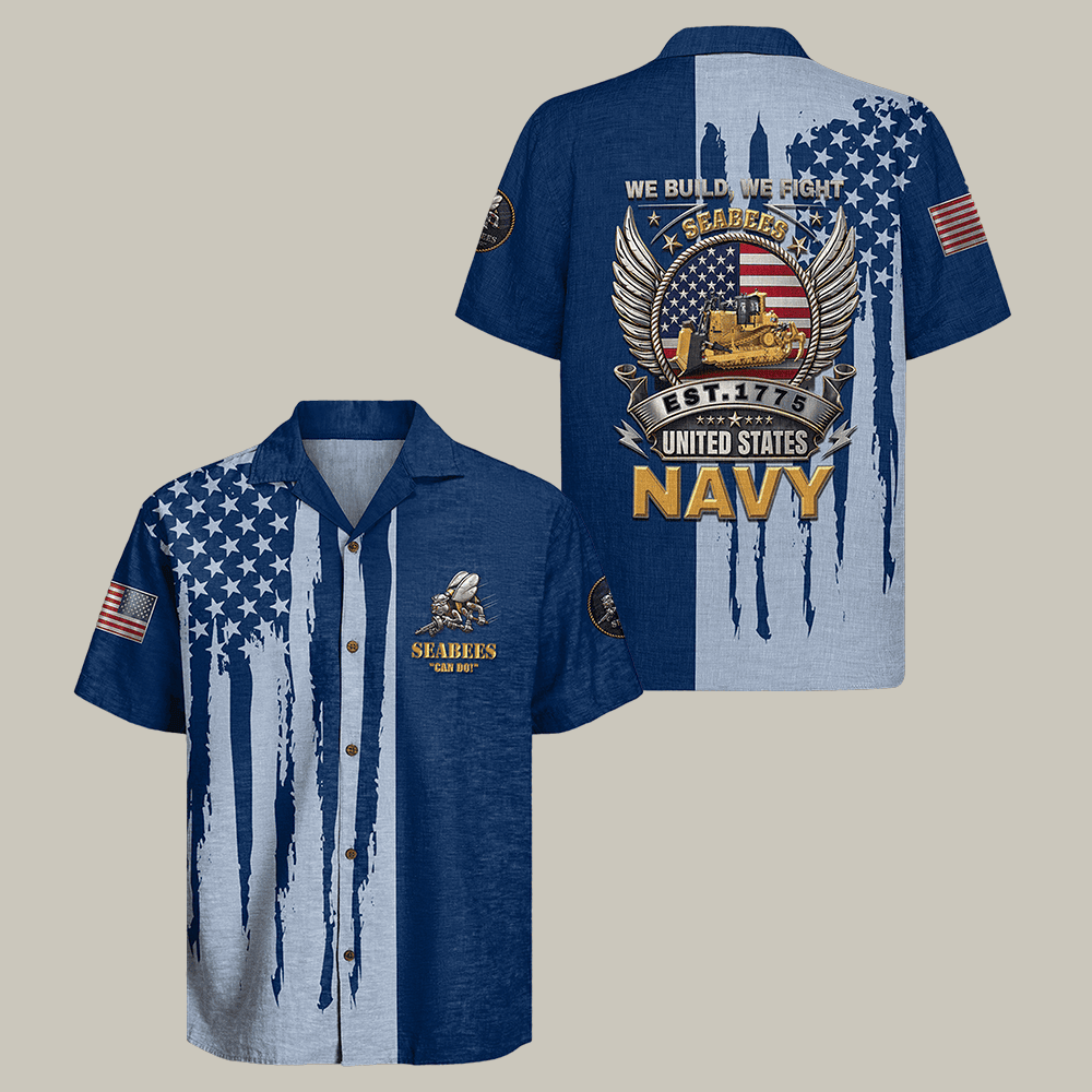 US Navy Seabees 250th th Anniversary Hawaiian Shirt NNA We Build We Fight Shirt Navy Gift For Men