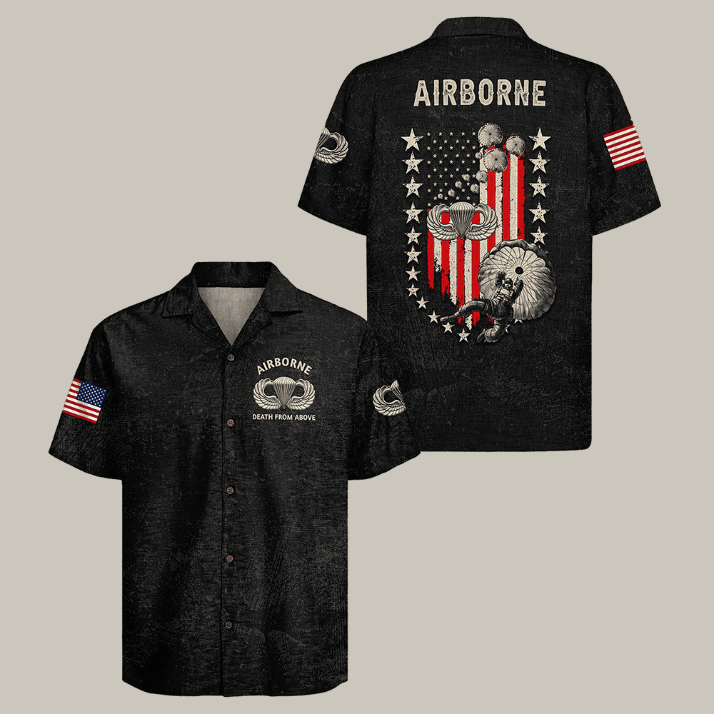 US Army Airborne Hawaiian Shirt NNA Death From Above 82nd Airborne Paratrooper Shirt