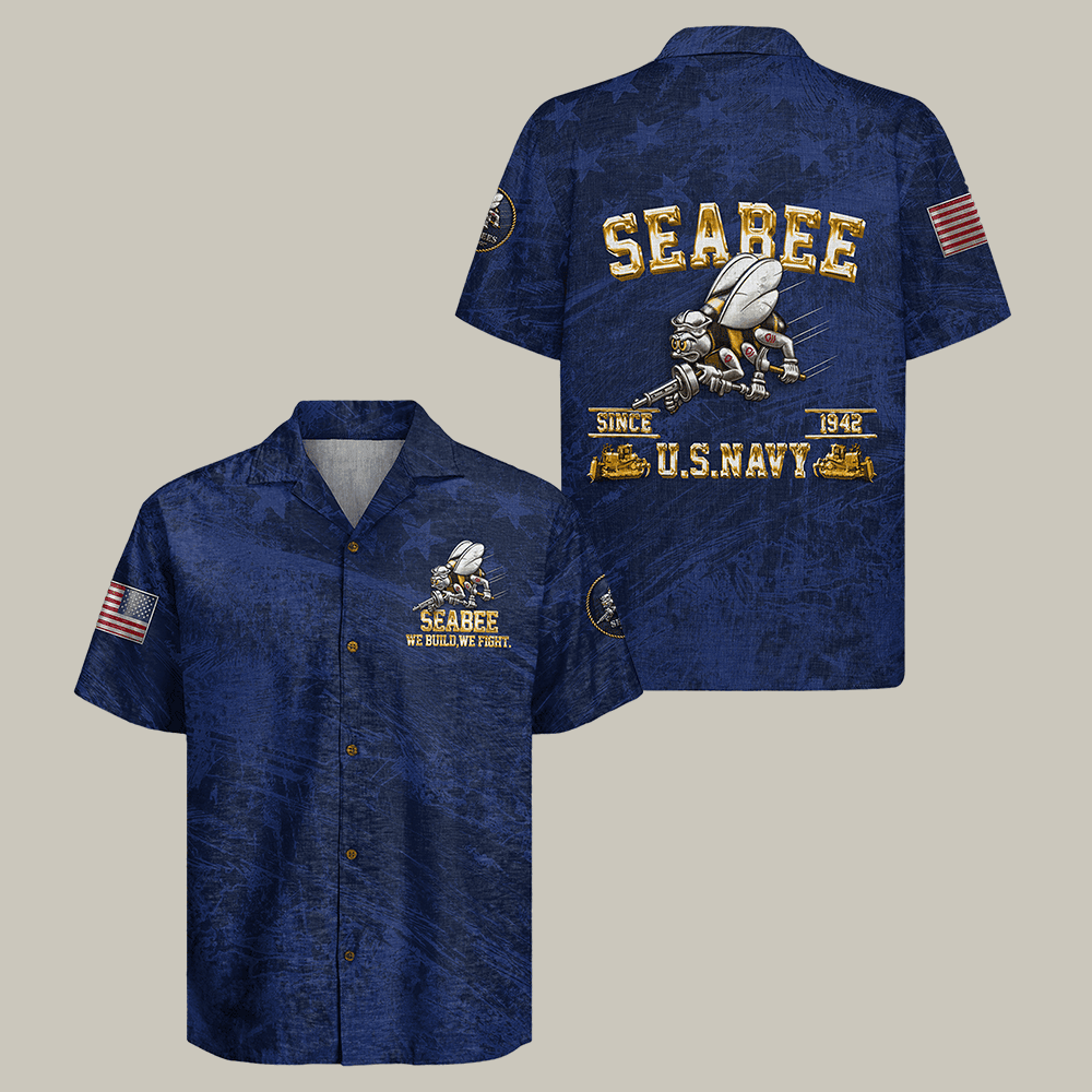 US Navy Seabees 250th Years Of Service Hawaiian Shirt NNA We Build We Fight Shirt Patriotic Navy Gift