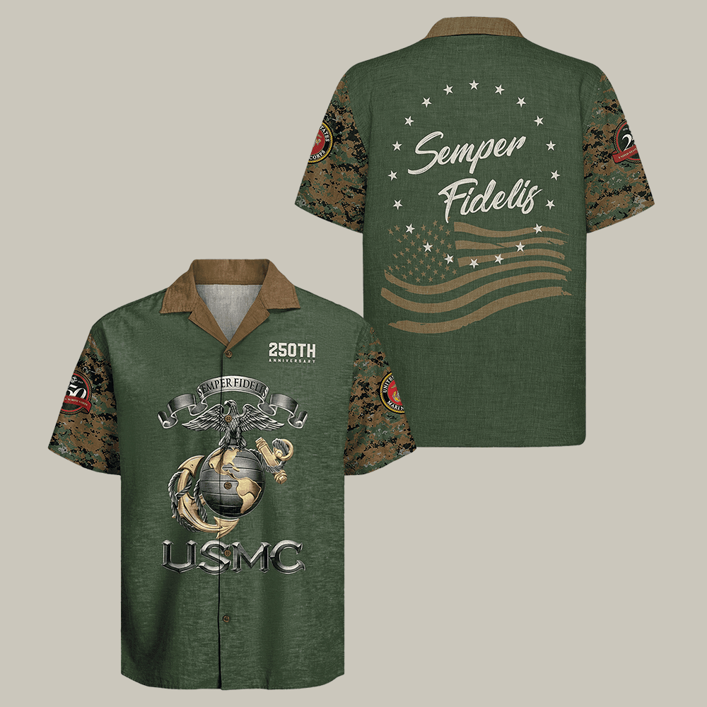 US Marine 250th Years Of Service Hawaiian Shirt NNA Semper Fi Shirt USMC Present