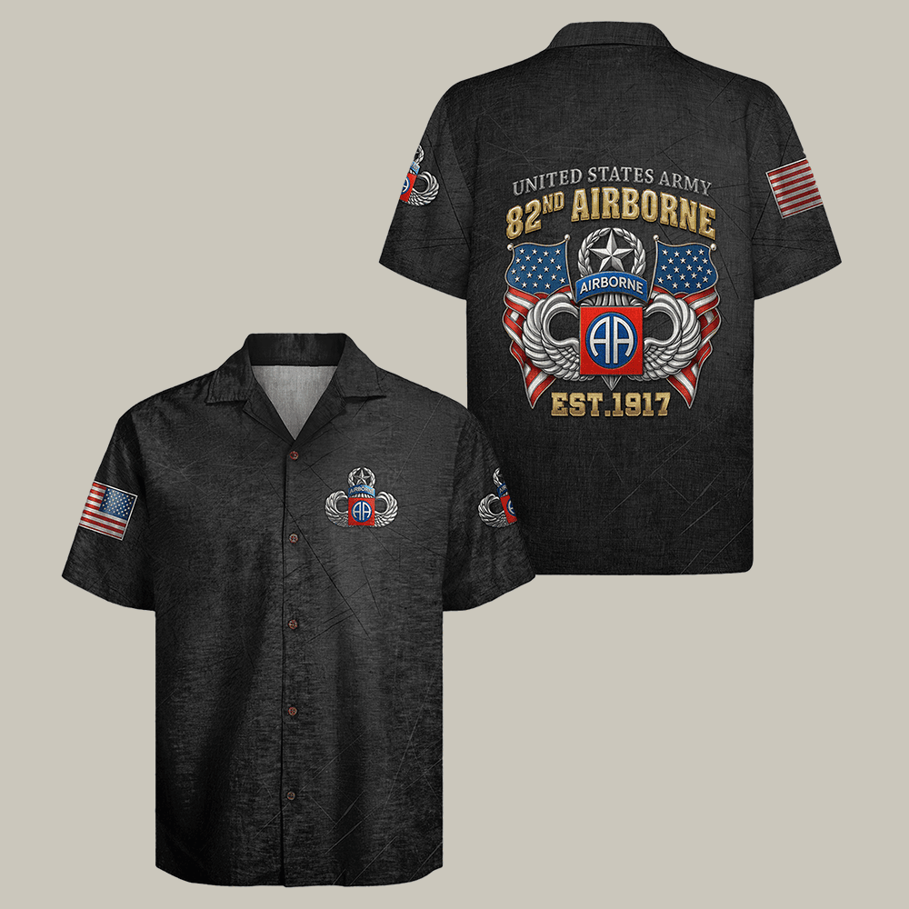 US Army Airborne Hawaiian Shirt NNA 82nd Airborne Soldier Clothes Retired Military Gift Idea