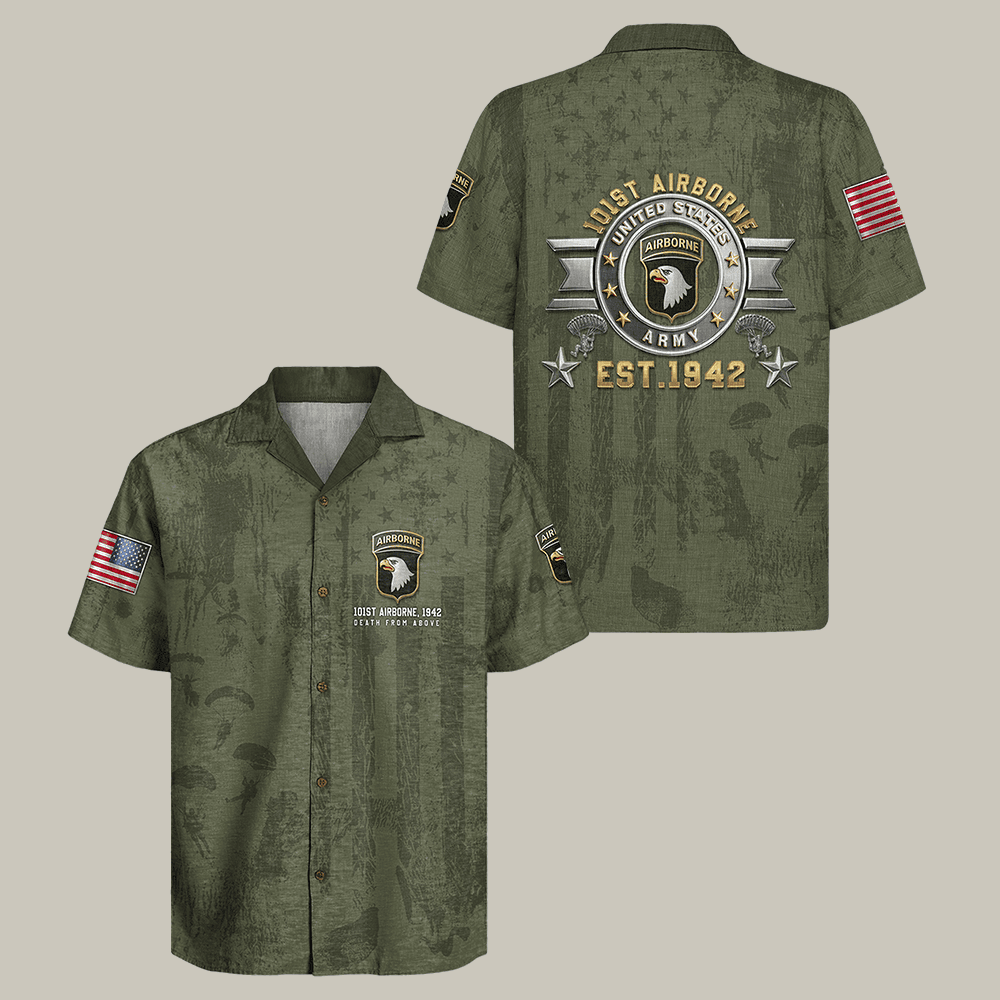 US Army Airborne Hawaiian Shirt NNA 101St Airborne Est 1942 Shirt Gift Idea