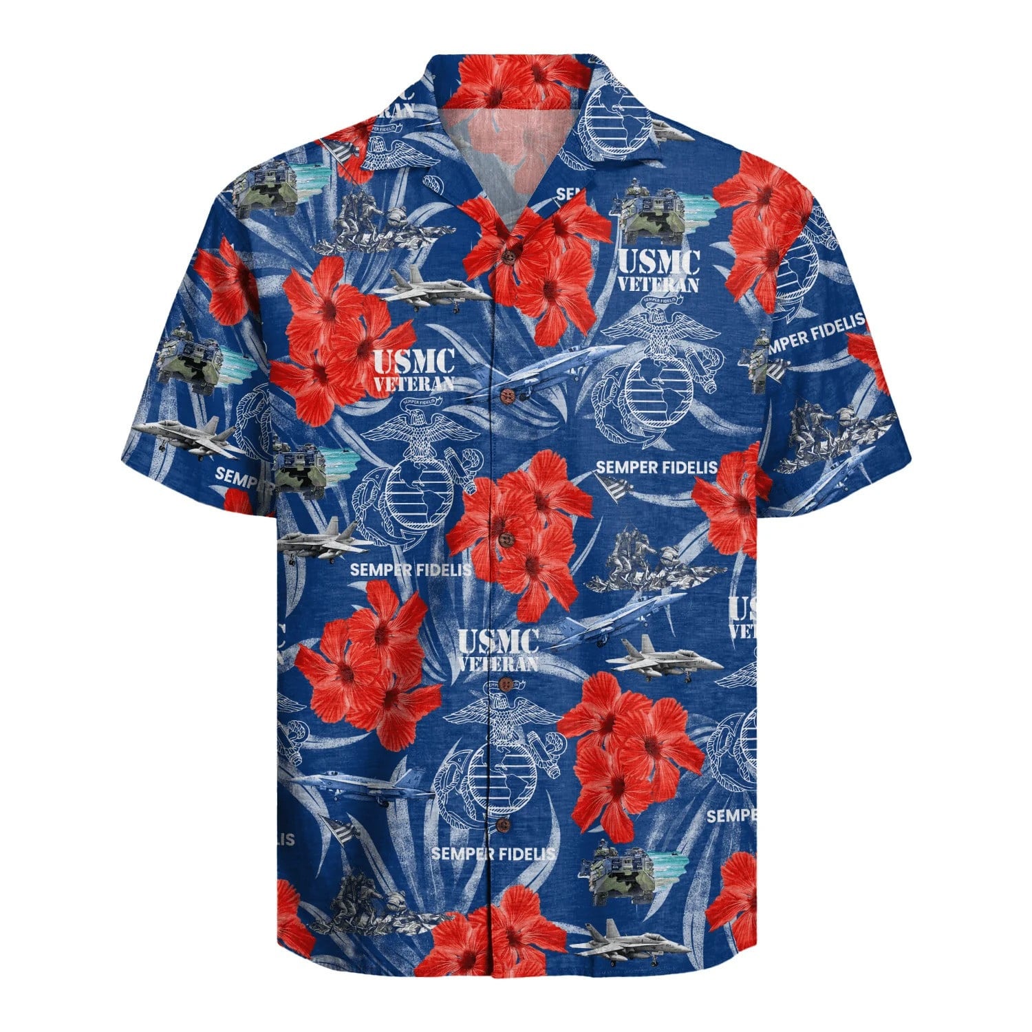 USMC Veteran Semper Fidelis Hawaiian Shirt NNA Hibiscus Tropical Aloha Shirt Gifts For Veteran
