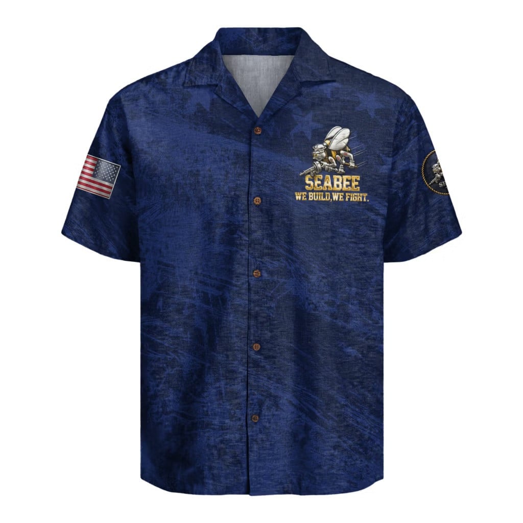 US Navy Seabees 250th Years Of Service Hawaiian Shirt NNA We Build We Fight Aloha Shirt For Sale