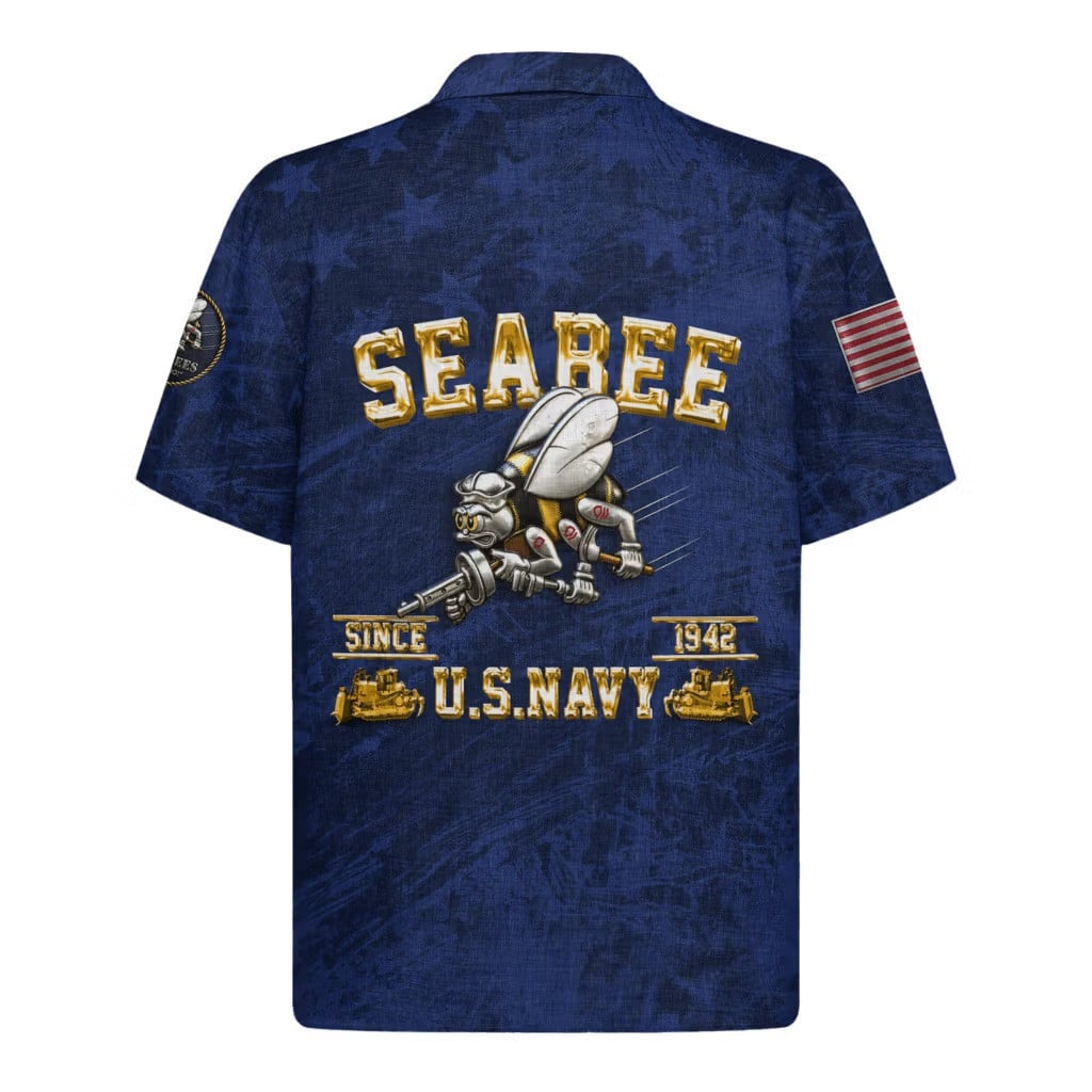US Navy Seabees 250th Years Of Service Hawaiian Shirt NNA We Build We Fight Aloha Shirt For Sale - Image 2