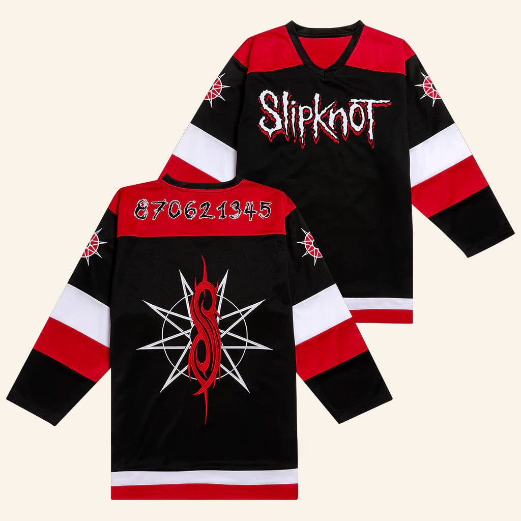Slipknot Merch 9 Point Star Hockey Jersey V-neck Jersey HG V-neck Jersey Christmas Gifts For Him Gifts For Best Friend