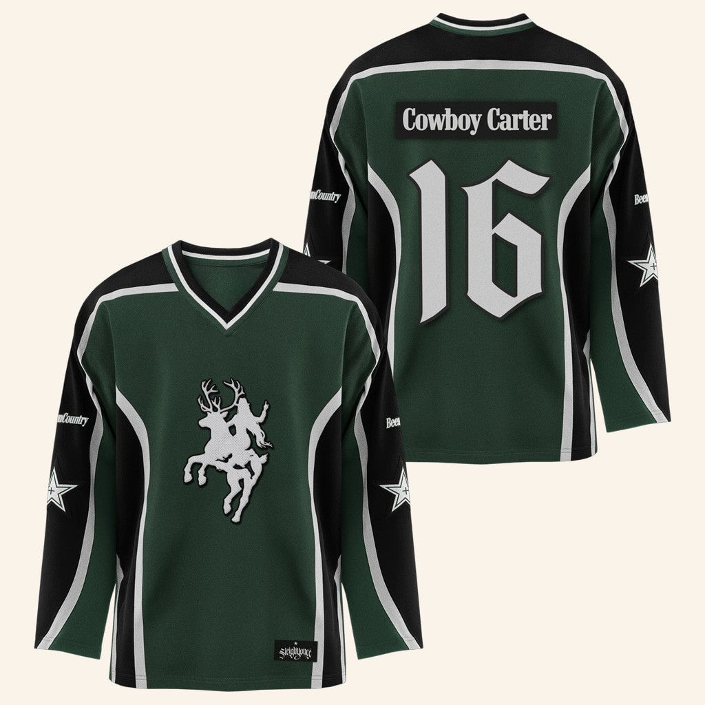 Beyonce Merch Cowboy Carter Hockey Jersey V-neck Jersey HG V-neck Jersey Green Xmas Gifts For Girlfriend Gifts For Besties