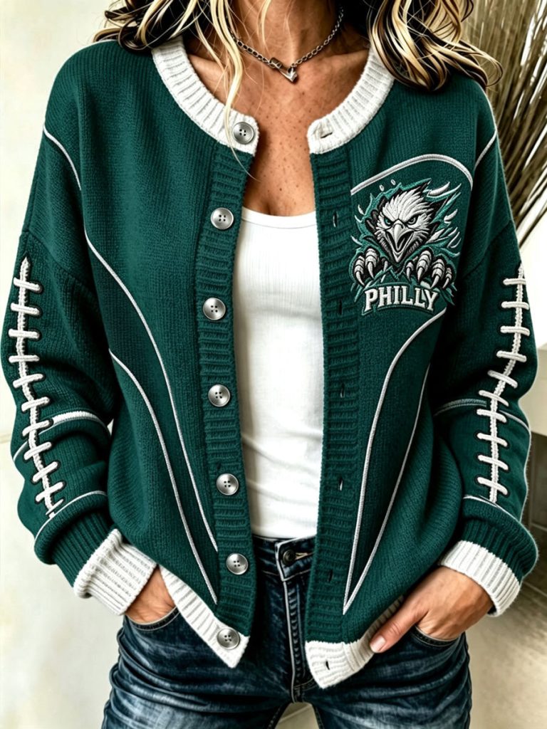 Philadelphia Eagles Merch Philly Cardigan Eagles Football Gear Gift For Teammate HG