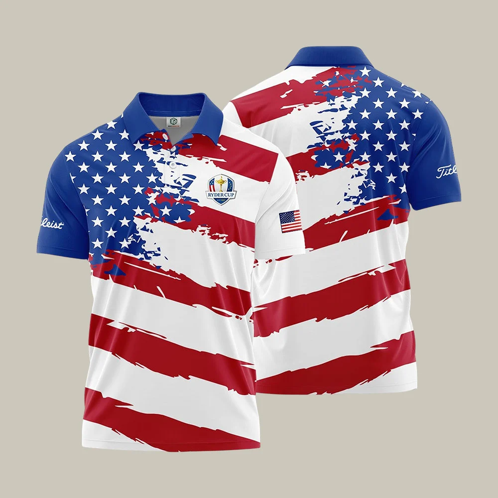 Ryder Cup USA Golf Polo Shirt American Flag Golf Clothes Cool Gift For Dad Birthday HG