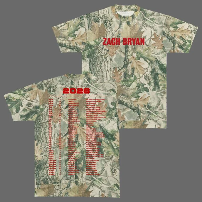 Zach Bryan Merch With Heaven On Top Tour 2026 Camo T-Shirt Zach Bryan Tour Merch HG