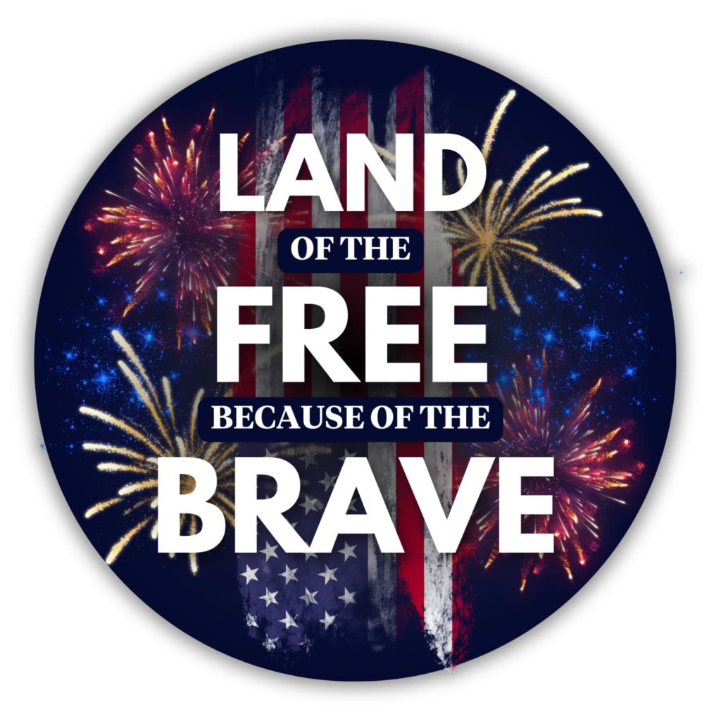 Patriotic Land of The Free Because of The Brave Sticker NNA, Weatherproof American Flag Fireworks Decal for Cars