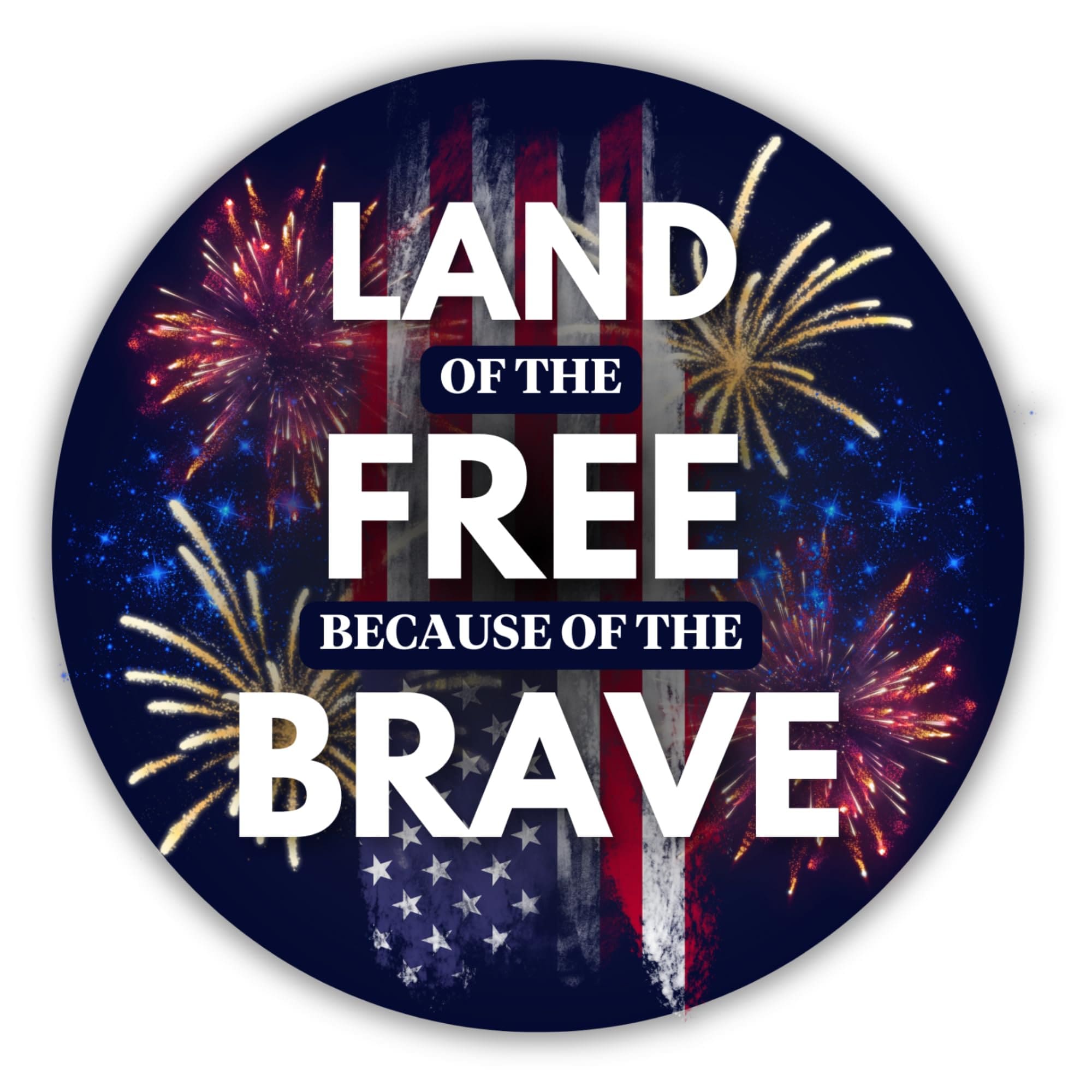Patriotic Land of The Free Because of The Brave Sticker NNA, Weatherproof American Flag Fireworks Decal for Cars