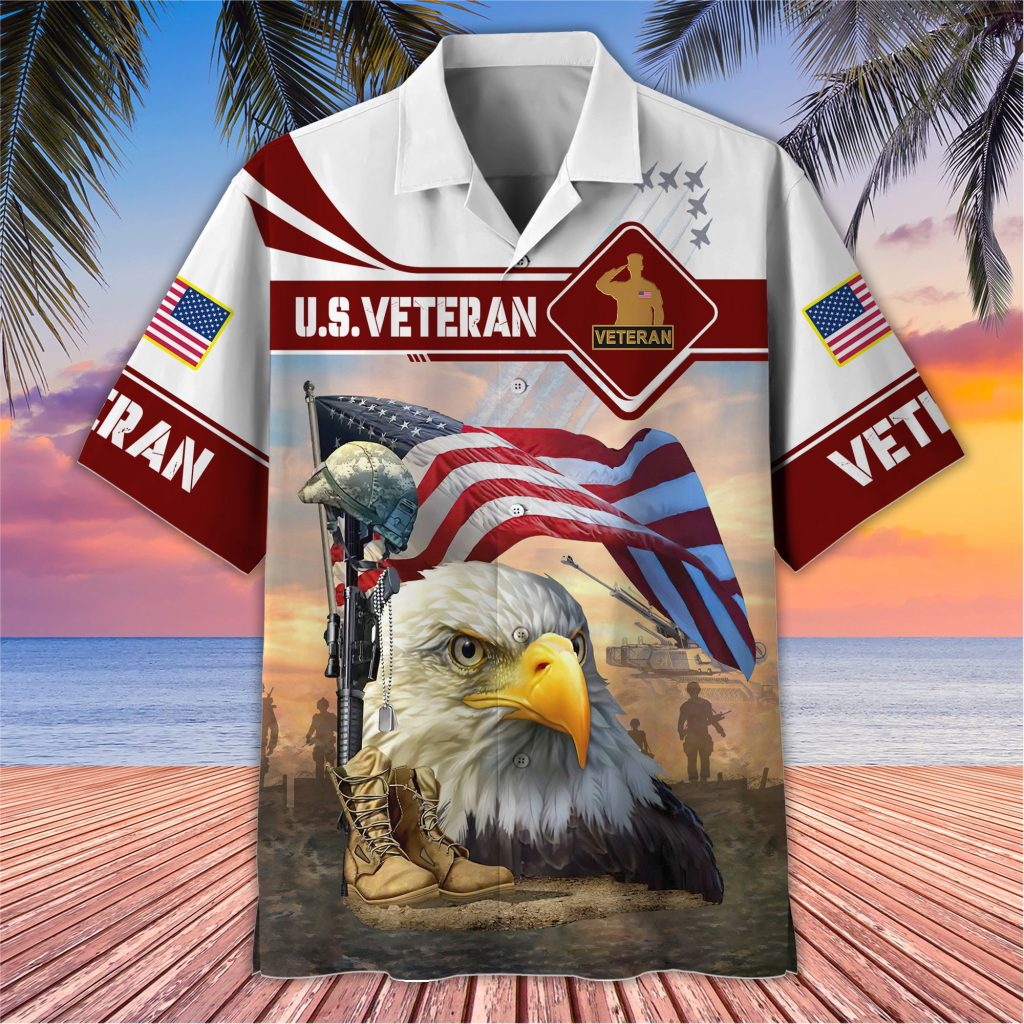 US Veteran Bald Eagle Shirt  Veteran Hawaiian Beach Shirt  Veteran Gift  Tropical Hawaiian Shirt  Veteran Hawaii Shirt  Gift For Patriot NNA