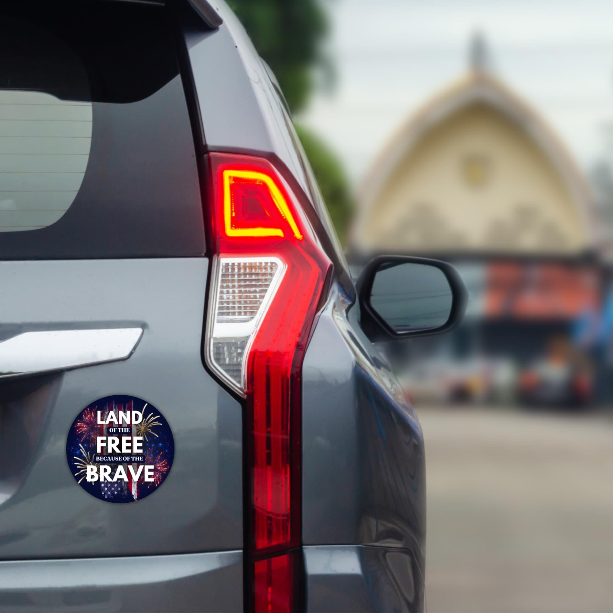 Patriotic Land of The Free Because of The Brave Sticker NNA, Weatherproof American Flag Fireworks Decal for Cars - Image 2