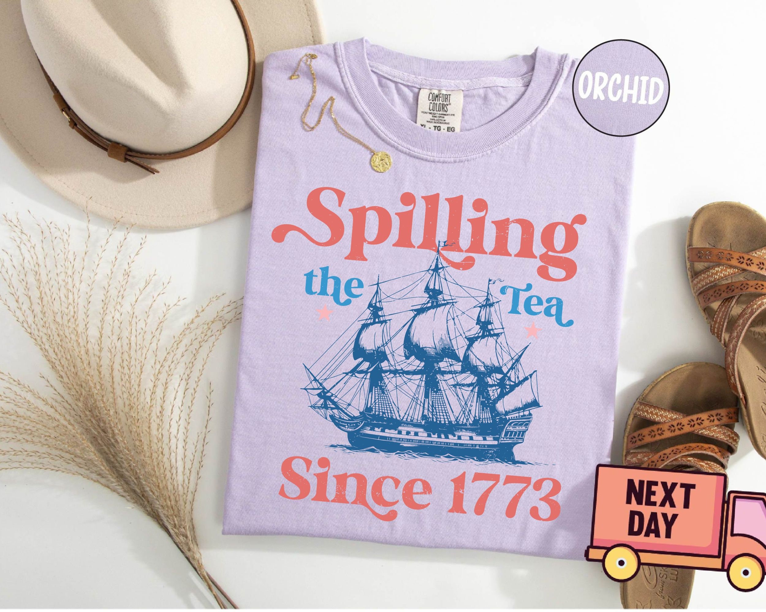 Spilling The Tea Since 1773 Spilling the Tea T-Shirt Usa Patriotic Tee 4th of July Party TShirt Trendy Usa Celebration Shirt Comfort Color NNA - Image 3