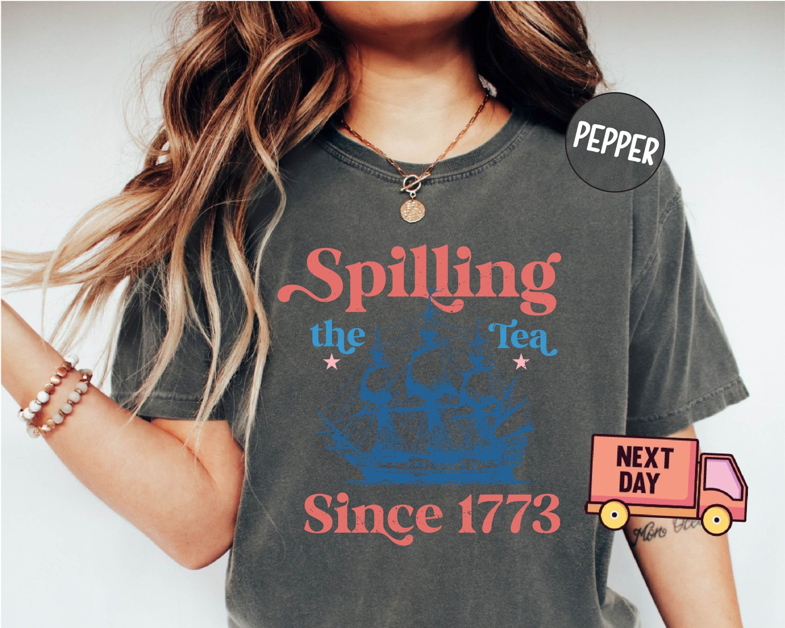Spilling The Tea Since 1773 Spilling the Tea T-Shirt Usa Patriotic Tee 4th of July Party TShirt Trendy Usa Celebration Shirt Comfort Color NNA - Image 4